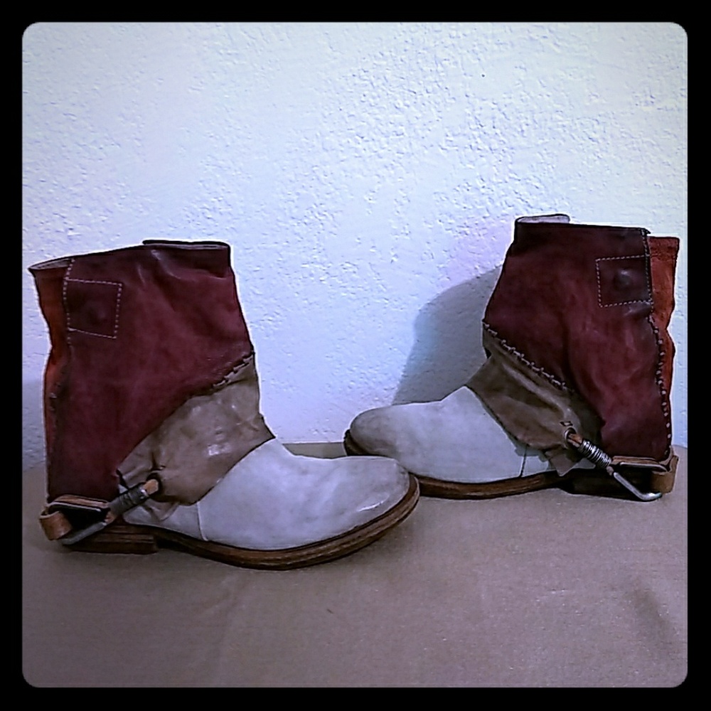 A.S.98 Patch Leather Boots Size 37